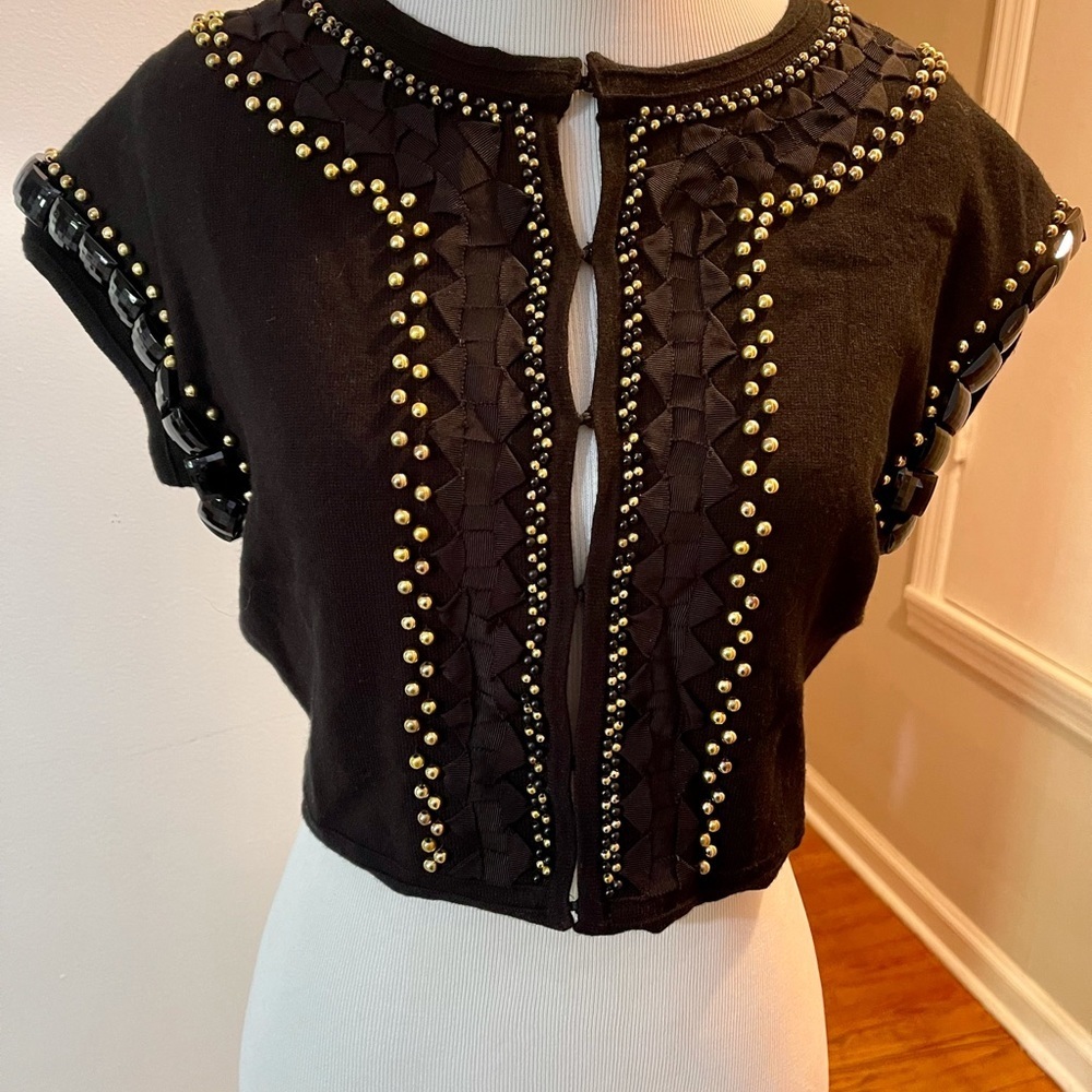 Milly Of New York Beaded Bolero Style Sweater in Black - Picture 4 of 12